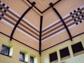 Ceiling Decorated with wood and painted white in Ayutthaya Railway Station