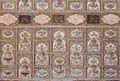 Ceiling decoration at Sheesh Mahal palace, Hall of Mirrors in Amber Fort, Rajasthan, India