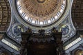 Ceiling dome with art in the st peters church basilica in the vatican city Royalty Free Stock Photo