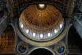 Ceiling dome with art in the st peters church basilica in the vatican city, rome Royalty Free Stock Photo