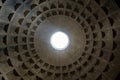 Ceiling and the dome inside the Pantheon roman temple and catholic church in rome Italy. Royalty Free Stock Photo