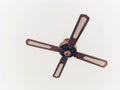 Ceiling fan against white background. Electrical, design, climate, hot, fresh air, interior, summer.