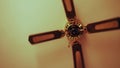 Ceiling fan. Creating air coolness on hot days. Dramatic cinematic atmosphere