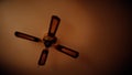 Ceiling fan. Creating air coolness on hot days. Dramatic cinematic atmosphere