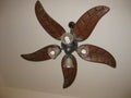 Ceiling Fan with Five Leaf Shaped Blades and Light Royalty Free Stock Photo