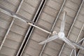 Ceiling Fan ,Fluorescent Lamp and roof Tiles Royalty Free Stock Photo