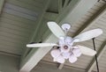 Ceiling fan with wooden ceiling lamp, vintage style Royalty Free Stock Photo