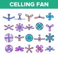 Ceiling Fans, Propellers Vector Linear Icons Set Royalty Free Stock Photo