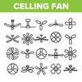 Ceiling Fans, Propellers Vector Linear Icons Set Royalty Free Stock Photo