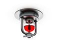 Ceiling fire sprinkler with red liquid on white background isolated on white background Royalty Free Stock Photo