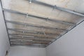 Ceiling frame construction in new home. Installing suspended ceiling Royalty Free Stock Photo