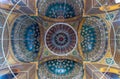 Ceiling of the great Mosque of Muhammad Ali Pasha decorated with golden and blue floral patterns, Citadel of Cairo in Egypt