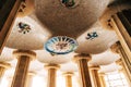 Ceiling in the Hall of a Hundred Columns in the Park Guell in Barcelona, Spain Royalty Free Stock Photo