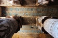 The ceiling in the hypostyle hall of the temple of Hathor