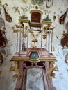 ceiling in the internal rooms of the medieval castle of Torrechiara in Parma defensive walls