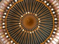 Ceiling of King Abdullah I Mosque at low angle with original architectural highlights, Amman, Jordan Royalty Free Stock Photo