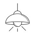 Ceiling lamp, electric light bulb, eco idea metaphor, isolated icon line style