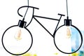Ceiling lamp. Light fixture made in the shape of a bicycle. Royalty Free Stock Photo