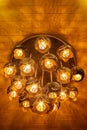 Ceiling lamp made from carving coconut shell Royalty Free Stock Photo