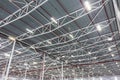 Ceiling lamps with diode lighting in a modern warehouse