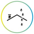 ceiling leak icon, leaking roof house, flat symbol