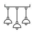 Ceiling light icon in line design. ceiling light, pendant lights, hanging lamps on white background vector. ceiling light editable Royalty Free Stock Photo