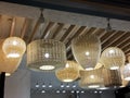 Ceiling Lights with Bamboo lamps Royalty Free Stock Photo