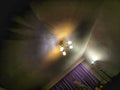 Ceiling luster and purple lavender curtain on Christmas night Royalty Free Stock Photo