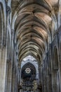 Ceiling, Medieval Gothic architecture inside a cathedral in Spain. Stones and beautiful ashlars forming a dome