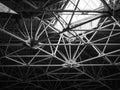 ceiling with metal structures in a modern building - geometry in architecture.