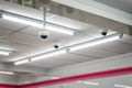Ceiling mounted Crime Deterrence Security Dome Cameras in a Convenience Store