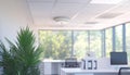 Ceiling Mounted Smoke Detector in a Bright, Modern Office Space Safety and Security Concept Royalty Free Stock Photo