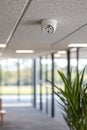 Ceiling Mounted Smoke Detector, Office Safety, Bright Interior, Natural Light, Modern Architecture Royalty Free Stock Photo
