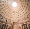 Ceiling of Pantheon and Altar in Rome. Italy. Inside View