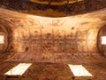 Ceiling in the Qusayr Amra with mesmerizing ancient frescoes of carpenters