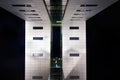 Ceiling of Rheinauhafen modern buildings in Cologne at night seen from the street, Germany Royalty Free Stock Photo