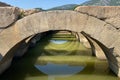 Ceiling ruins of ancient stone temple of Apollon in Klaros ancient city filled water