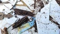 Ceiling ruins and debris - stock photo