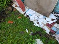 Ceiling ruins and debris - stock photo