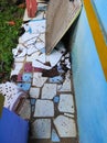 Ceiling ruins and debris - stock photo