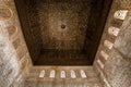 Ceiling and walls with Islamic calligraphy and patterns, the 14th century palace of Alhambra