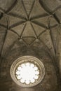 Ceiling window in monastery in Portugal. Royalty Free Stock Photo