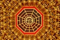 Ceiling Wood Carving of a Chinese Temple with the Word TAI CHI Means Supreme Ultimate