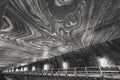 Underground lake in the Salt Mine Salina Turda museumCeiling and wooden bridge in The Salt Mine Museum in Turda, Roma Royalty Free Stock Photo