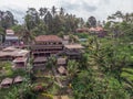 Ceking Rice Terrace in Bali, Indonesia. Rice Fields in Background. Drone Point of View