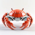 Simple Cel Shaded 3d Crab Pose On White Background
