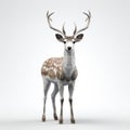 3d Deer Model In Cel Shaded Style On White Background