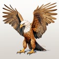 Cel Shaded 3d Eagle On White Background Full Body Shot