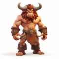 Cel-shaded 3d Minotaur White Background Full Body Pose