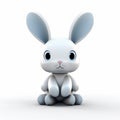 3D Cel shaded rabbit posing on white background